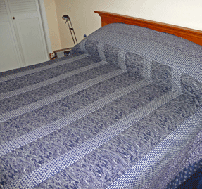 Bedspread pieced and quilted from Japanese prints